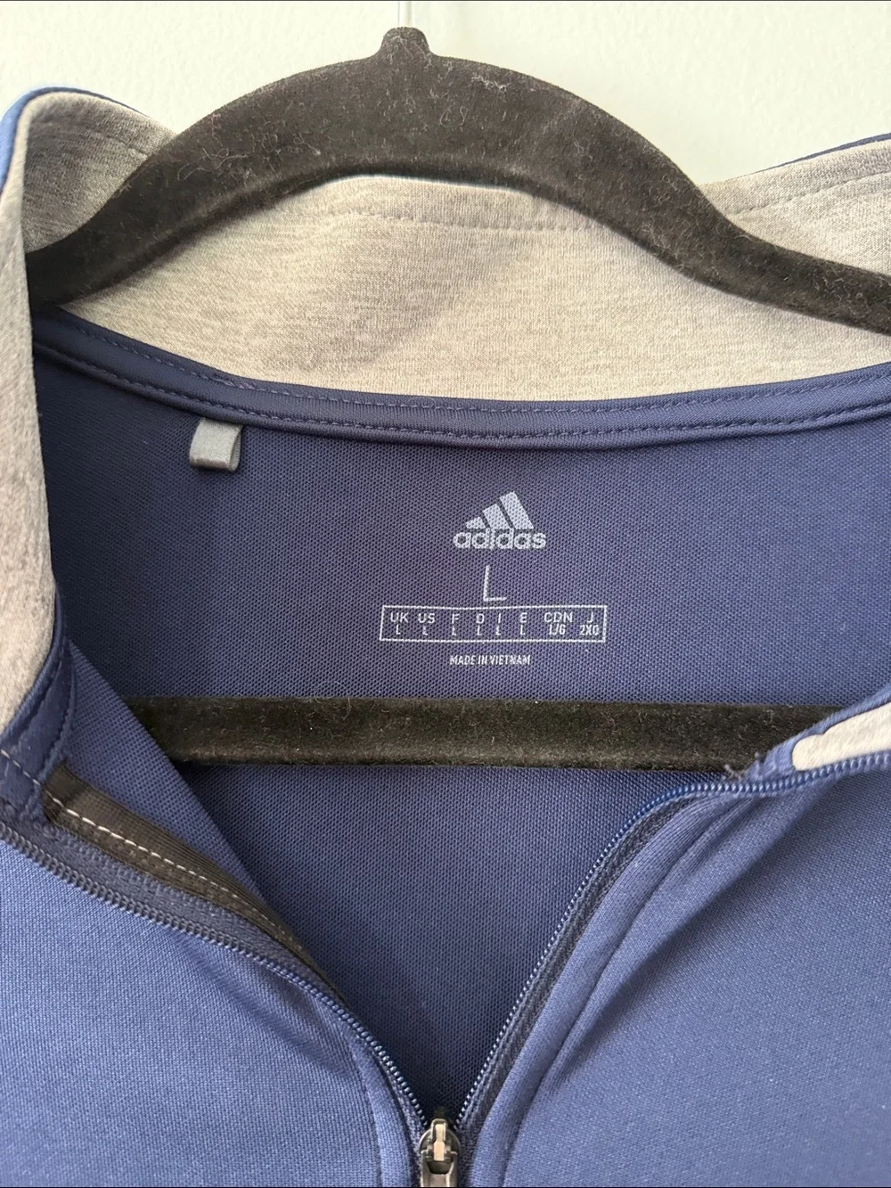 adidas Navy Long-Sleeve Swim Rash Guard with Light Blue Accents